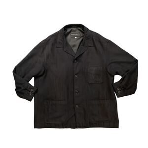 MacMor Jacket Mens XXL Black Faux Suede Chore Coat Boxy Fit Private Collection